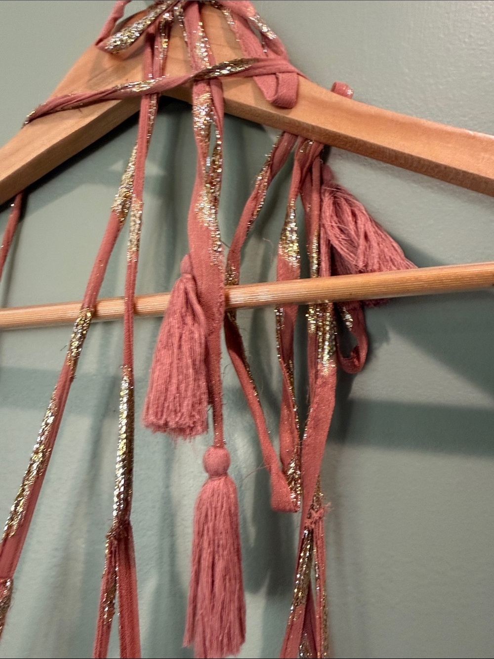 Altar'd State Rose Pink Maxi Dress with Gold Metallic Accents - Picture 5 of 6